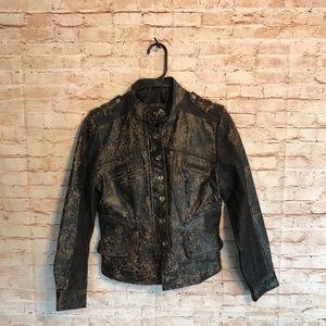 H&D classic collection leather denim jacket size S